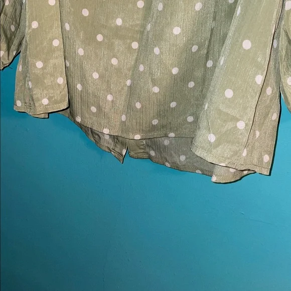 Suzanne Betro Olive Blouse with White Dots - Picture 14 of 16